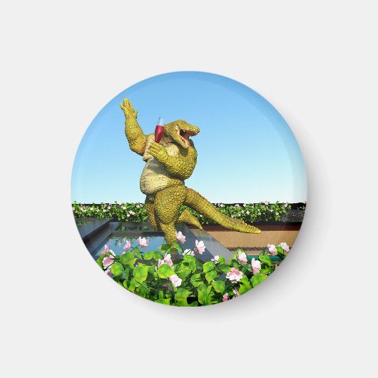 Grappige Krokodil Champagnetuinfeest Kunst Magneet (Voorkant)