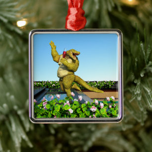 Grappige Krokodil Champagnetuinfeest Kunst Metalen Ornament