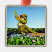 Grappige Krokodil Champagnetuinfeest Kunst Metalen Ornament (Voorkant)