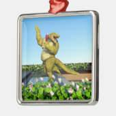 Grappige Krokodil Champagnetuinfeest Kunst Metalen Ornament (Links)