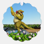Grappige Krokodil Champagnetuinfeest Kunst Ornament Kaart (Voorkant)