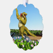 Grappige Krokodil Champagnetuinfeest Kunst Ornament Kaart (Links)