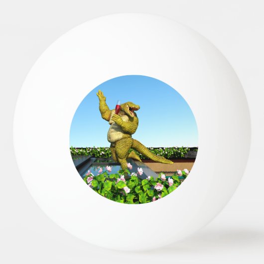 Grappige Krokodil Champagnetuinfeest Kunst Pingpongbal (Voorkant)