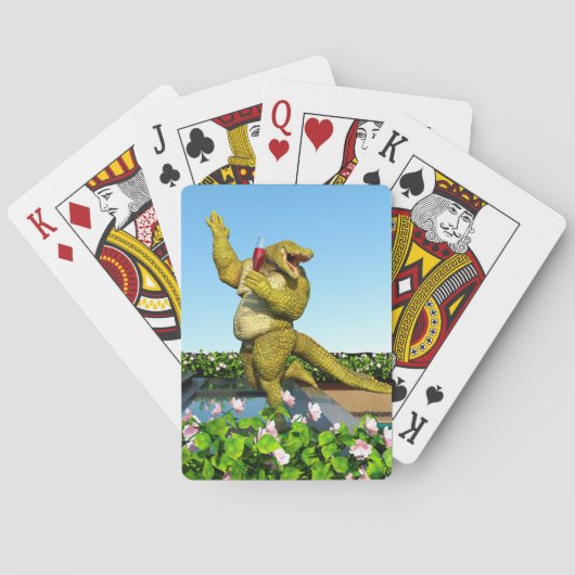 Grappige Krokodil Champagnetuinfeest Kunst Pokerkaarten (Achterkant)