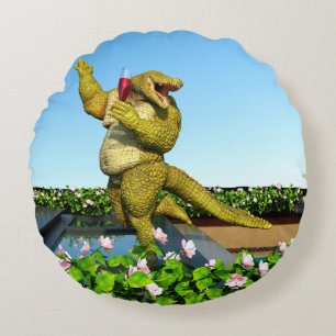 Grappige Krokodil Champagnetuinfeest Kunst Rond Kussen