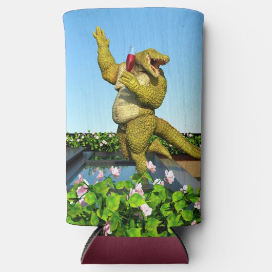 Grappige Krokodil Champagnetuinfeest Kunst Seltzer Blikjeskoeler (Voorkant)