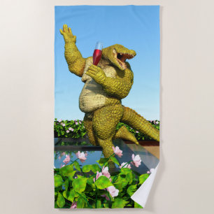 Grappige Krokodil Champagnetuinfeest Kunst Strandlaken