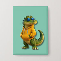 Grappige Krokodil Karakter Mintgroene Knoopspeld