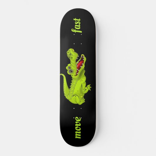 Grappige krokodil op zwarte skateboard (Voorkant)