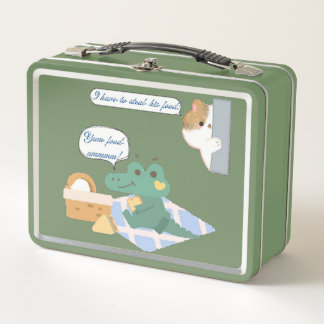 Grappige Krokodil Picknick Strips Graene Metalen L