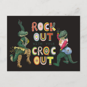 Grappige Krokodil Pun Rock Out Met Uw Croc Out Briefkaart