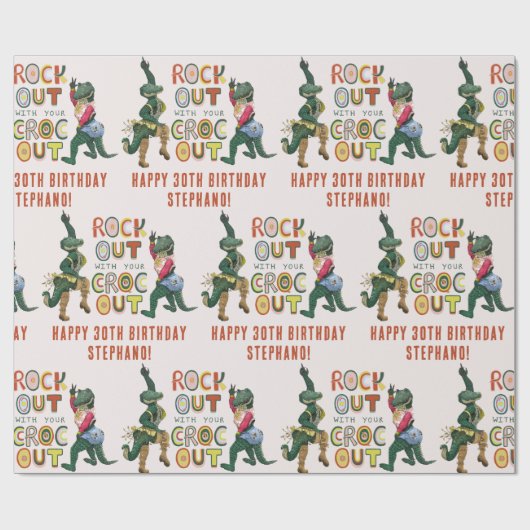 Grappige Krokodil Pun Rock Out Met Uw Croc Out Cadeaupapier (Vlak)
