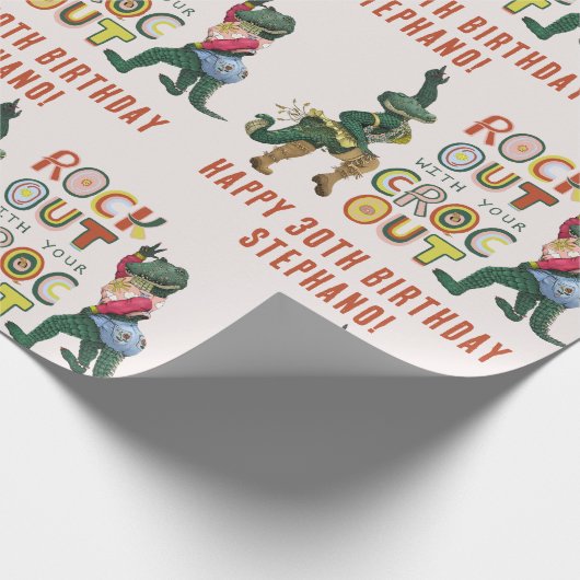 Grappige Krokodil Pun Rock Out Met Uw Croc Out Cadeaupapier (Hoek)
