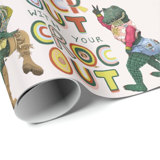 Grappige Krokodil Pun Rock Out Met Uw Croc Out Cadeaupapier (Rol Hoek)