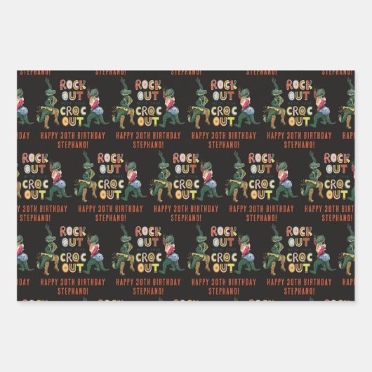 Grappige Krokodil Pun Rock Out Met Uw Croc Out Inpakpapier Vel (Voorkant)