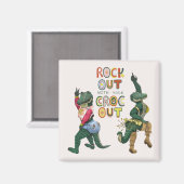 Grappige Krokodil Pun Rock Out Met Uw Croc Out Magneet (Voorkant / Achterkant)