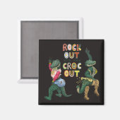 Grappige Krokodil Pun Rock Out Met Uw Croc Out Magneet (Voorkant / Achterkant)