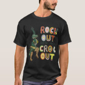Grappige Krokodil Pun Rock Out Met Uw Croc Out T-shirt (Voorkant)