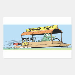 Grappige Krokodil Tour Boat Comic Rechthoekige Sticker