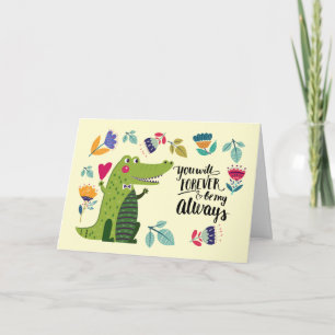 Grappige Krokodil Valentijnsdag Feestdagen Kaart