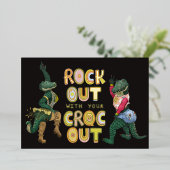 Grappige Krokodil Woordspeling Rock Uit Met Je Kro Folie Feestdagenkaart (Staand Voorkant)