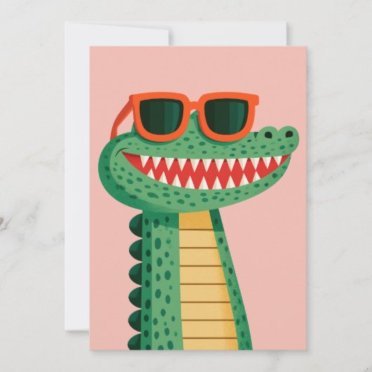 Grappige Krokodil Zonnebril Cute Cartoon Dier Aankondiging (Voorkant)