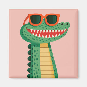 Grappige Krokodil Zonnebril Cute Cartoon Dier Magneet