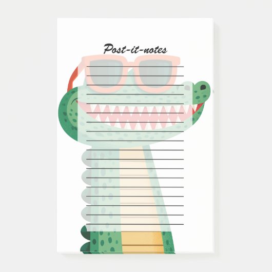 Grappige Krokodil Zonnebril Schattig Cartoon Dier Post-it® Notes (Voorkant)