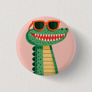 Grappige Krokodil Zonnebril Schattig Tekenfilm Die Ronde Button 3,2 Cm
