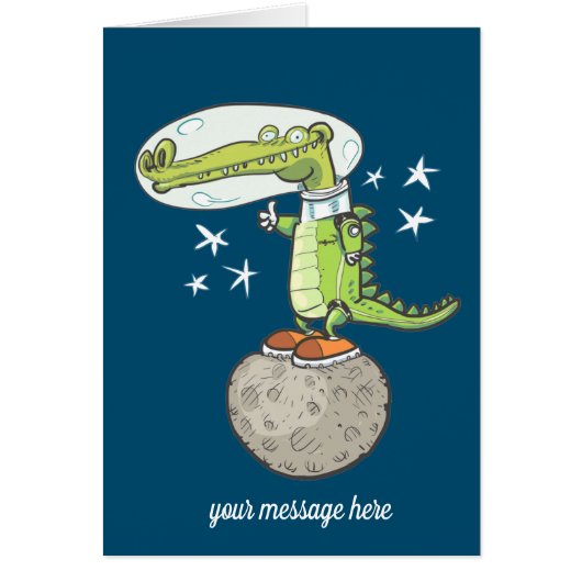grappige krokodillenastronaut in de cartoon van de (Voorkant)
