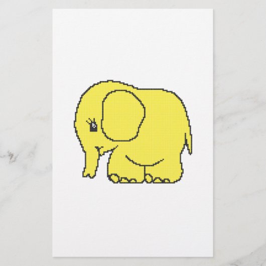 Grappige kruissteek gele olifant flyer (Voorkant)