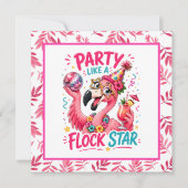 Grappige kudde ster roze flamingo feest kaart (Voorkant)