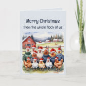 Grappige kudde van ons kippen groep kerstwensen kaart (Voorkant)