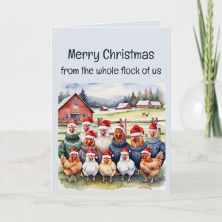 Grappige kudde van ons kippen groep kerstwensen kaart