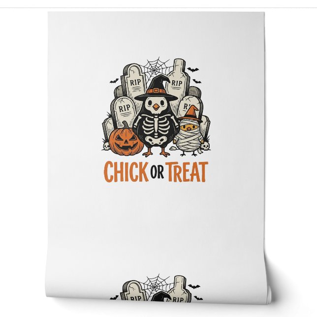 Grappige Kuiken Of Behandelen Halloween Kip Grafis Behang (Afrollen)