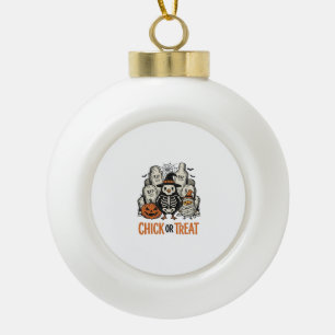 Grappige Kuiken Of Behandelen Halloween Kip Grafis Keramische Bal Ornament