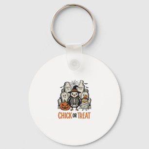 Grappige Kuiken Of Behandelen Halloween Kip Grafis Sleutelhanger