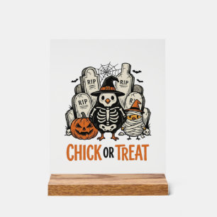 Grappige Kuiken Of Behandeling Halloween Kip Grafi Acryl Bord