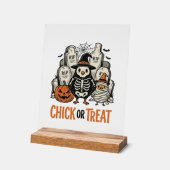 Grappige Kuiken Of Behandeling Halloween Kip Grafi Acryl Bord (Hoek)