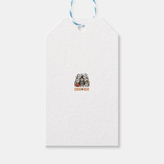 Grappige Kuiken Of Behandeling Halloween Kip Grafi Cadeaulabel (Voorkant)