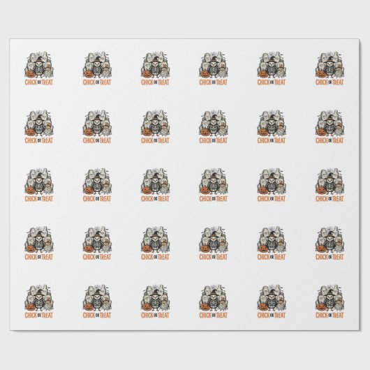 Grappige Kuiken Of Behandeling Halloween Kip Grafi Cadeaupapier (Vlak)