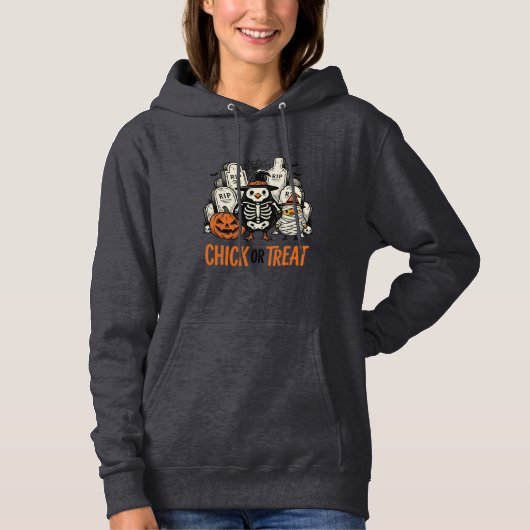 Grappige Kuiken Of Behandeling Halloween Kip Grafi Hoodie (Voorkant)