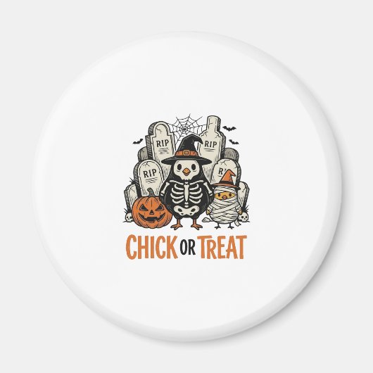Grappige Kuiken Of Behandeling Halloween Kip Grafi Magneet (Voorkant)