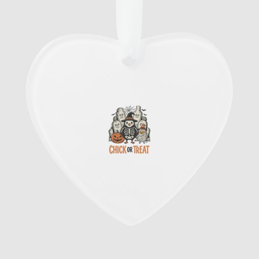 Grappige Kuiken Of Behandeling Halloween Kip Grafi Ornament (voorkant)