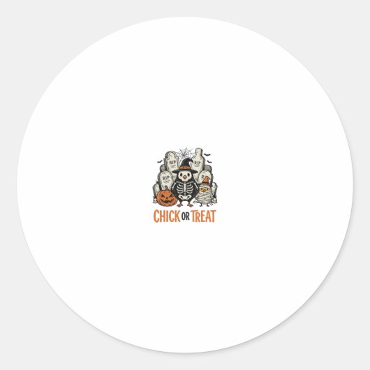 Grappige Kuiken Of Behandeling Halloween Kip Grafi Ronde Sticker (Voorkant)