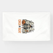 Grappige Kuiken Of Behandeling Halloween Kip Grafi Spandoek (Horizontaal)