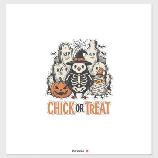 Grappige Kuiken Of Behandeling Halloween Kip Grafi Sticker (Vel)