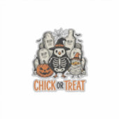 Grappige Kuiken Of Behandeling Halloween Kip Grafi Sticker (Voorkant)