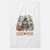 Grappige Kuiken Of Behandeling Halloween Kip Grafi Theedoek (Verticaal)