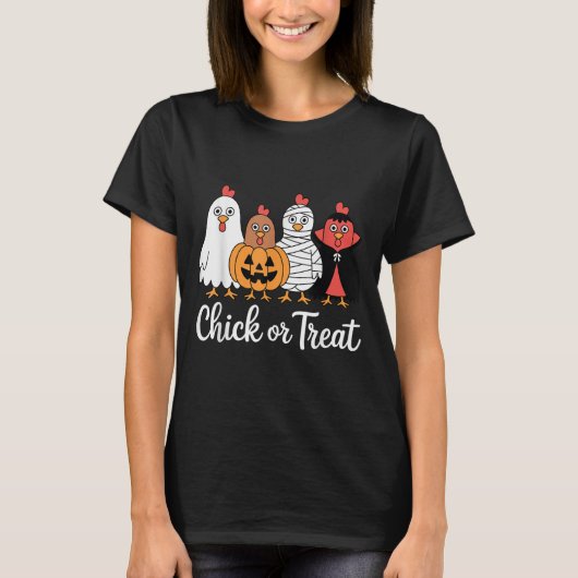Grappige Kuiken Of Snoep Kip Halloween  T-shirt (Voorkant)